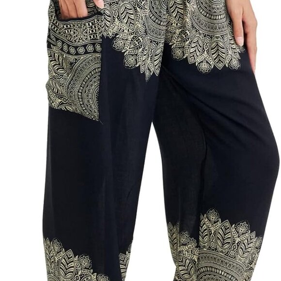 Lightweight Onyx Rayon Harem Pants - Perfect for Yoga and Everyday Wear - Picture 3 of 9